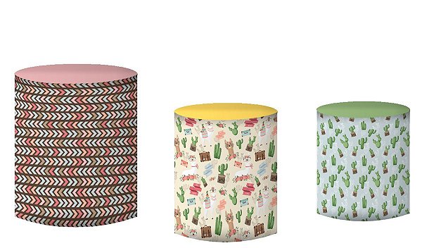 Kit Capas de Cilindro de festa em tecido sublimado Textura de Lhamas