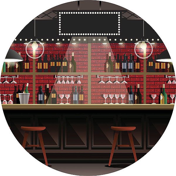 Painel de Festa Redondo em Tecido Sublimado Boteco