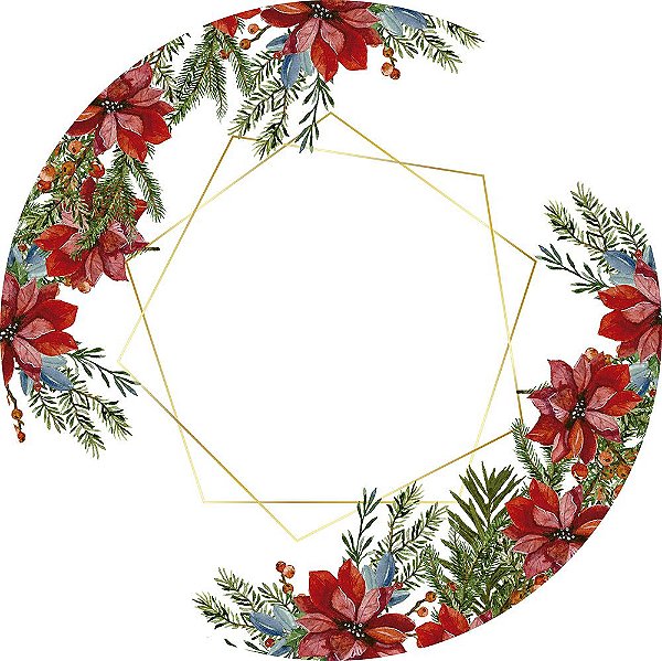 Painel de Festa Redondo em Tecido Sublimado Flor de Natal