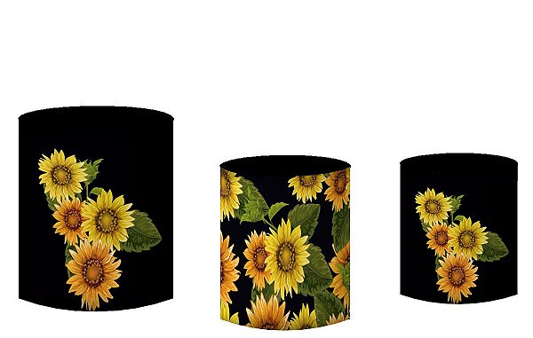 Kit Capas de Cilindro de festa em tecido sublimado Girassóis