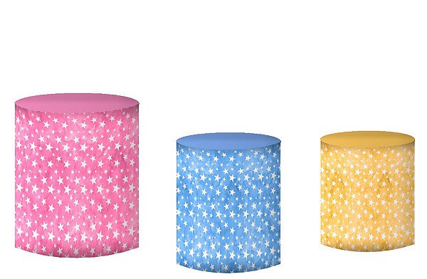 Kit Capas de Cilindro de festa em tecido sublimado Unicórnio Estrelas Aquarela