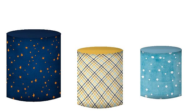 Kit Capas de Cilindro de festa em tecido sublimado Príncipe Estrelas