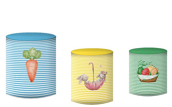 Kit Capas de Cilindro de festa em tecido sublimado Páscoa Coelhos
