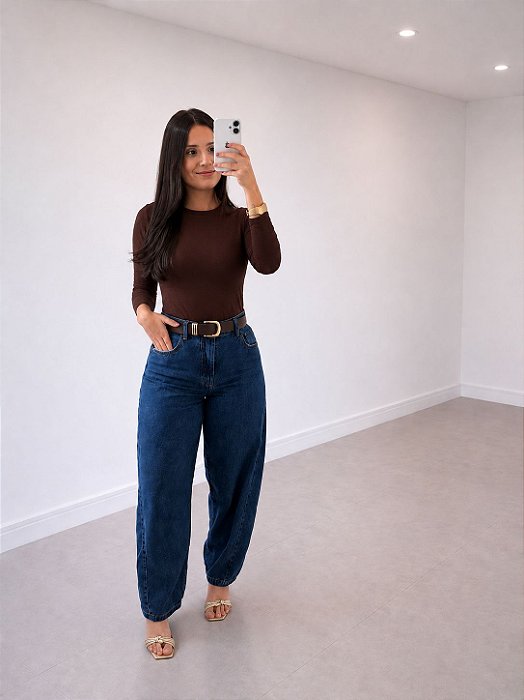 Calça Jeans Ballon Namá Modelagem Ajustada