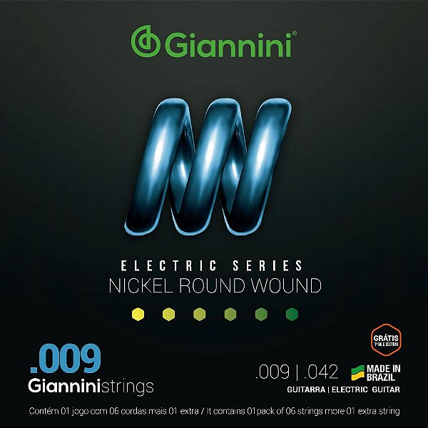 Encordoamento para Guitarra Giannini® Nickel Round Wound GEEGST9 (.009 – .042)