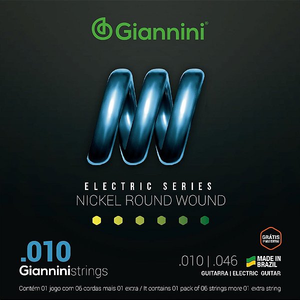 Encordoamento para Guitarra Giannini® Nickel Round Wound GEEGST10 (.010 – .046)