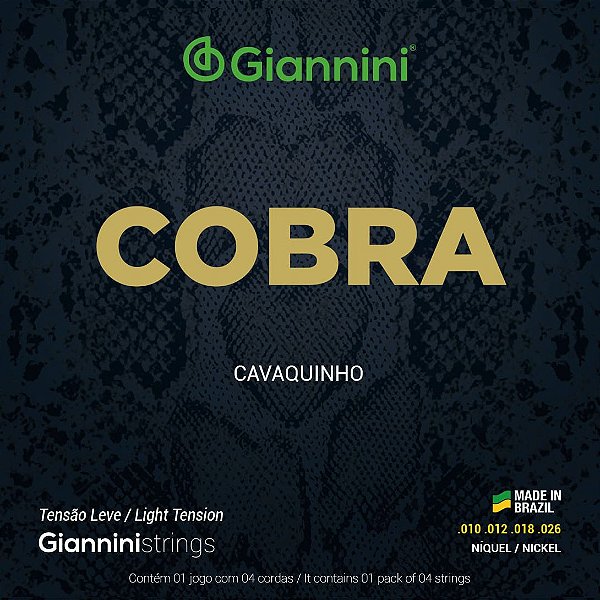 Encordoamento para Cavaquinho Giannini® Cobra Níquel GESCL (.010 – .026) Leve