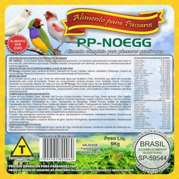 Farinhada Protein Pássaros - PP NOEGG - 5kg