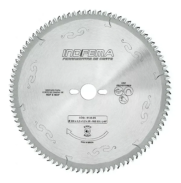Disco Serra 300mm 96d para MDF e MDP Revestido 813005 Indfema