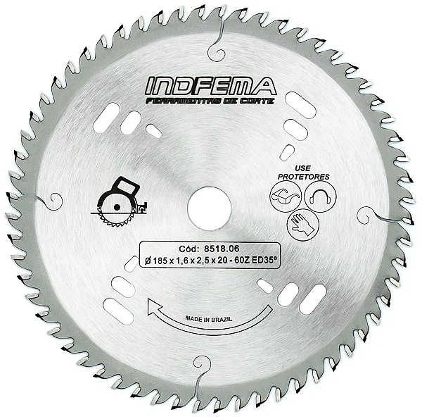 Disco Serra Circular 185mm 60d Maq Portatil 851806 Indfema