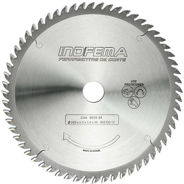 Disco Serra Circular HM 250mm 60 Dentes 802504 Indfema