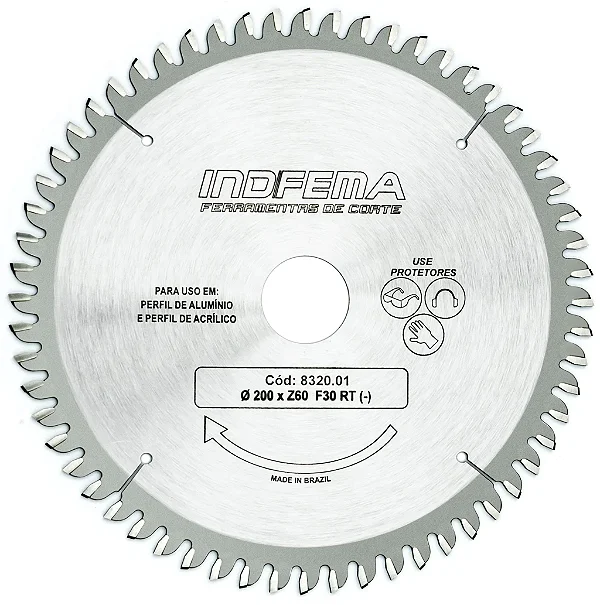 Disco Serra Circular para Alumínio 200mm 60 Dentes 832001 Indfema