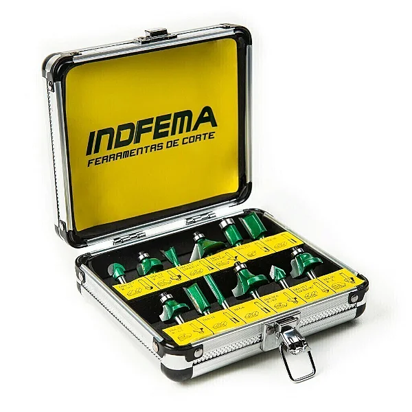 Kit 12 Fresas Hw Para Tupia Manual Haste 6mm Indfema