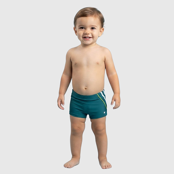 Sungão De Praia Cor Verde Todo Forrado Para Bebê