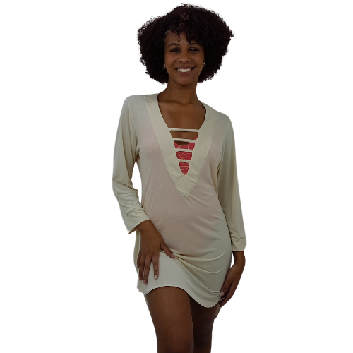 Saida de praia vestido midi feminino