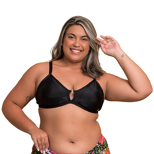 Top biquini em v com bojo plus size