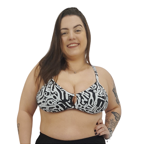 Top biquini em v com bojo plus size