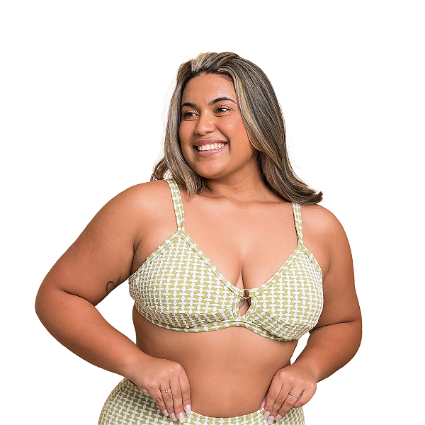 Top biquini em v com bojo plus size