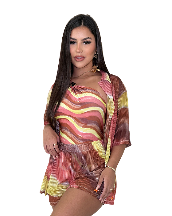 Conjunto blusa short feminino