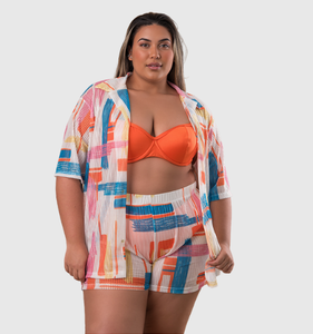 Conjunto blusa short plus size