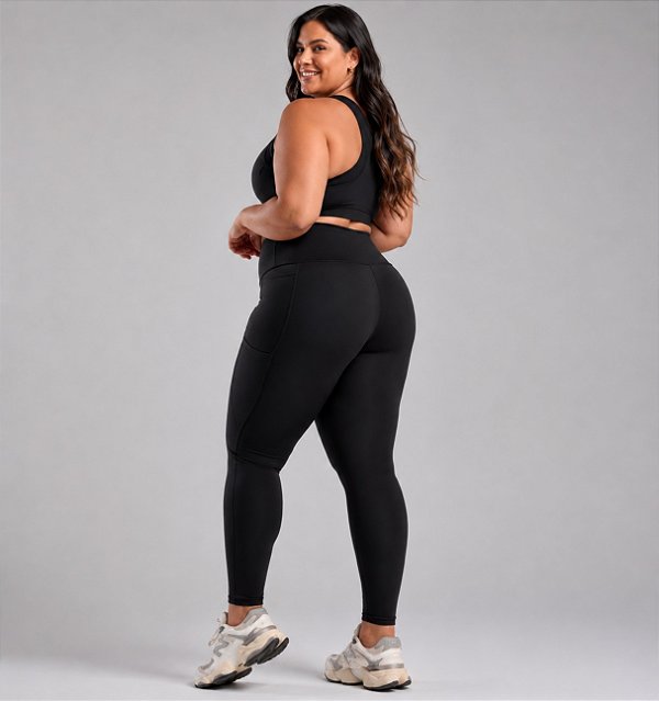Leg com bolso lateral plus size