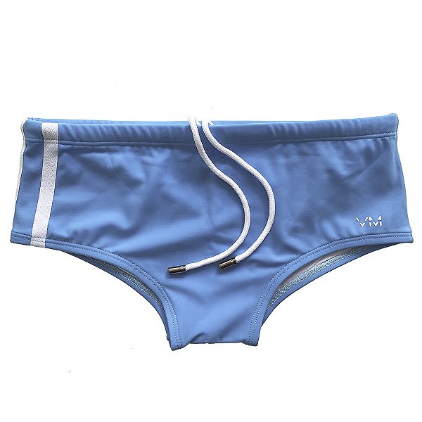 Sunga VM Clássica Lisa Azul Clara Listra Lateral