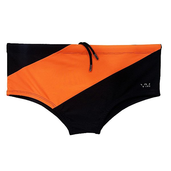 Sunga VM Clássica Bicolor Preta Faixa Laranja