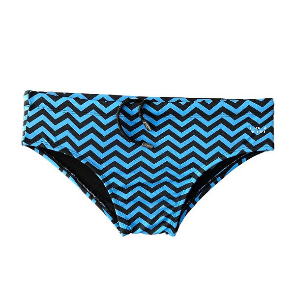 Sunga VM Slim Estampada Zig Zag Azul e Preto