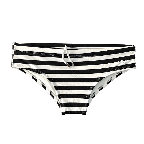 Sunga VM Slim Estampada Listra Média Horizontal Preto e Branco