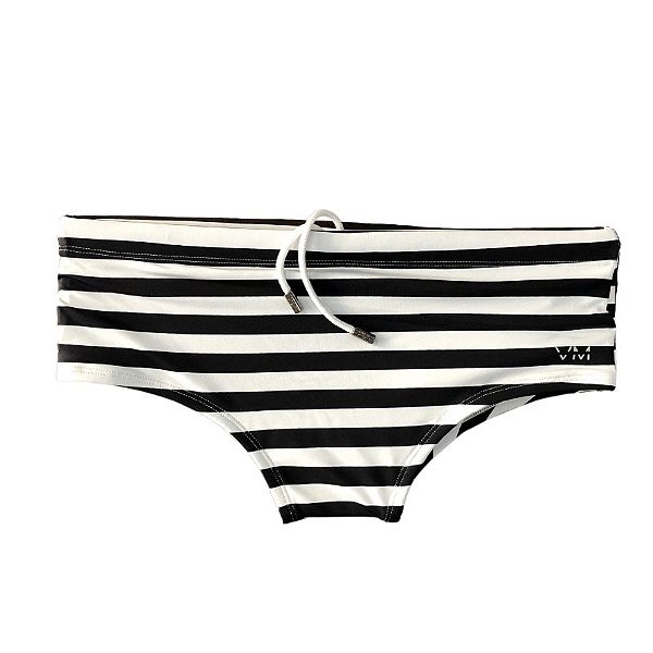 Sunga VM Clássica Estampada Listra Média Horizontal Preta