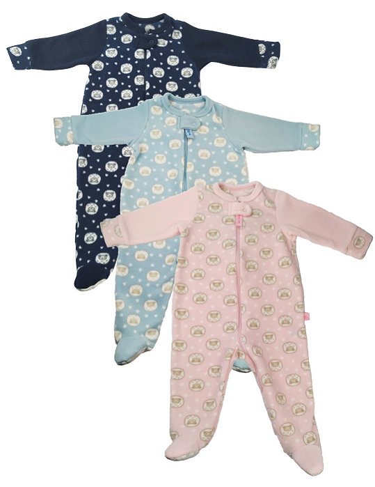 Macacão Pijama de Bebê com Ziper Estampado com Ovelhinhas - Mães \u0026 Mimos