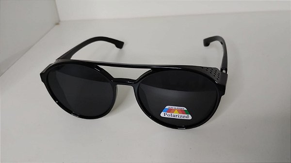 Óculos de sol masculino redondo com lentes polarizadas