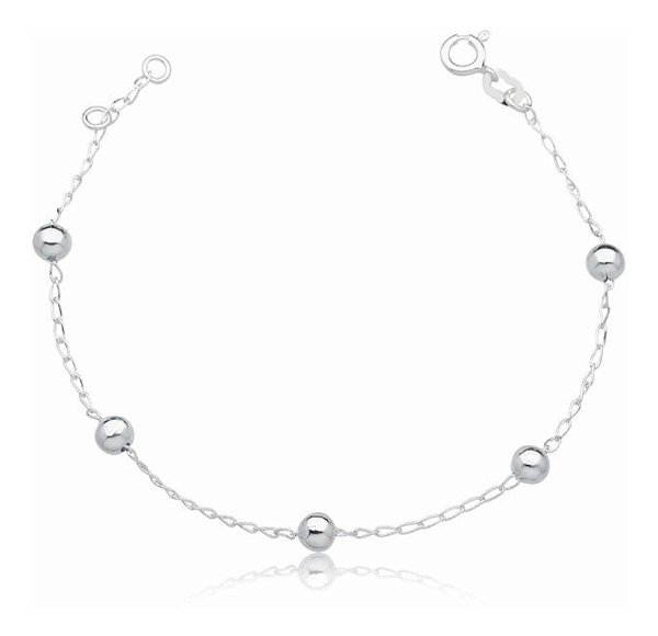 PULSEIRA CORRENTE COM BOLINHAS - PRATA 925