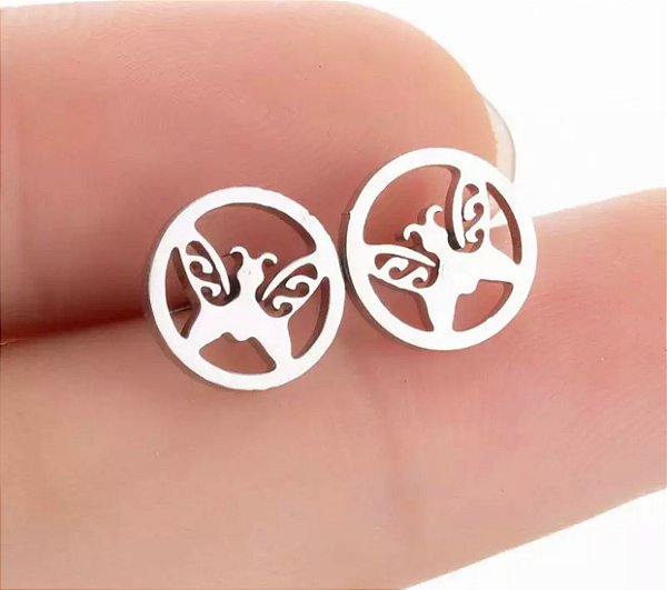 BRINCO BORBOLETA GEOMÉTRICO AÇO INOX