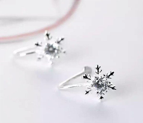 PIERCING DE PRESSÃO FLOCO DE NEVE - PRATA 925