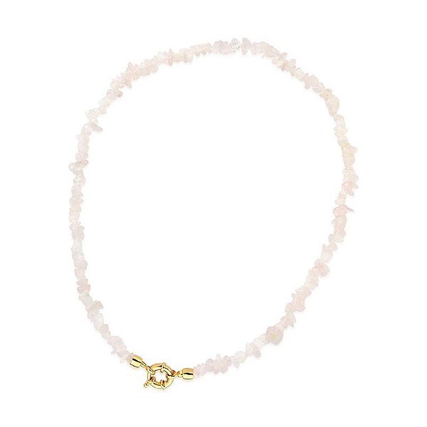 Colar Choker em quartzo rosa