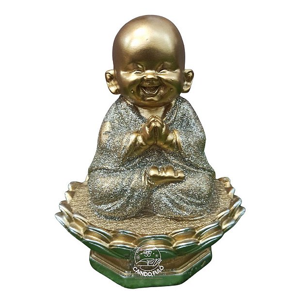 Buda na flor de lótus | Gratidão | resina | dourado | 12 cm