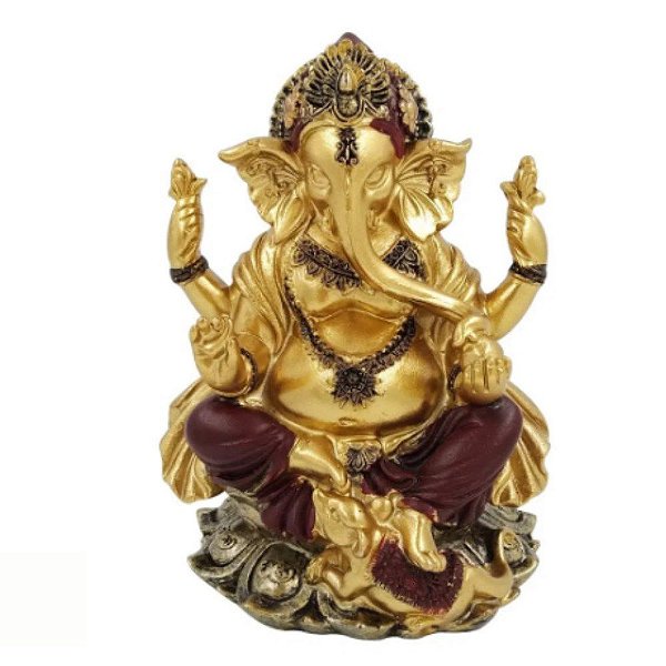 Ganesha dourado com marrom | 11,5x9cm | Resina
