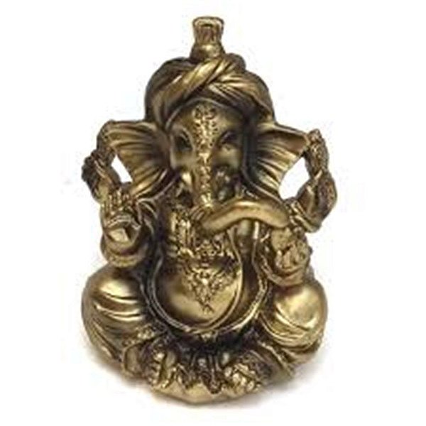 Ganesha dourado com marrom | 6cm | Resina