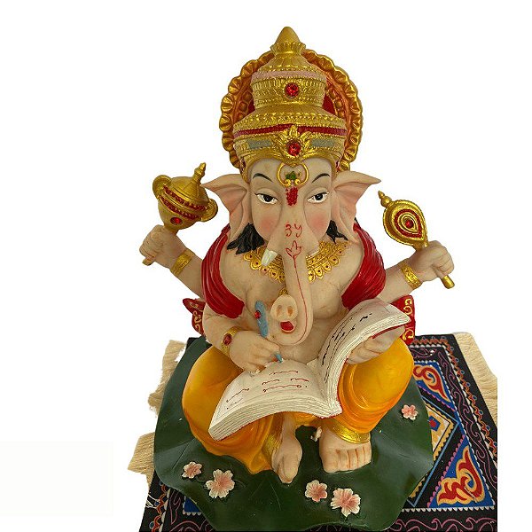 Ganesha colorido com livro | 25cm | Resina
