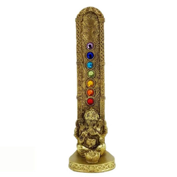 Incensário Régua | Sete chakras | Ganesha | Dourado
