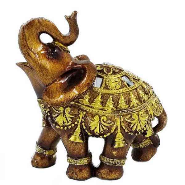 Elefante decorado | Marrom | 14 cm | Resina