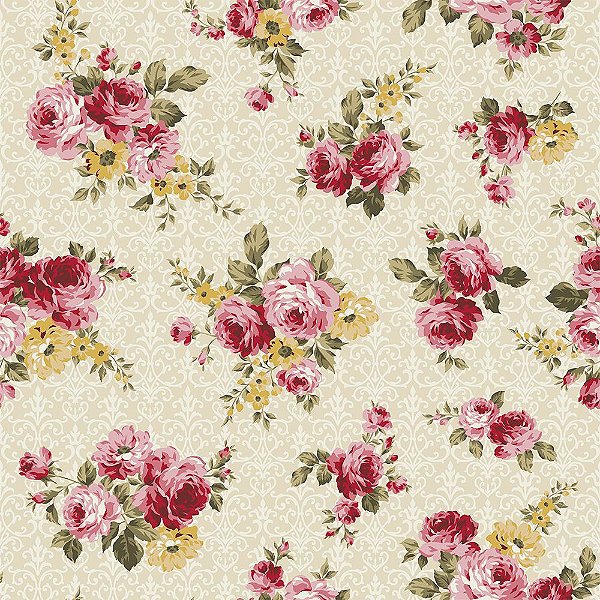 Tecido Floral Arabesque Creme 9902 50x150