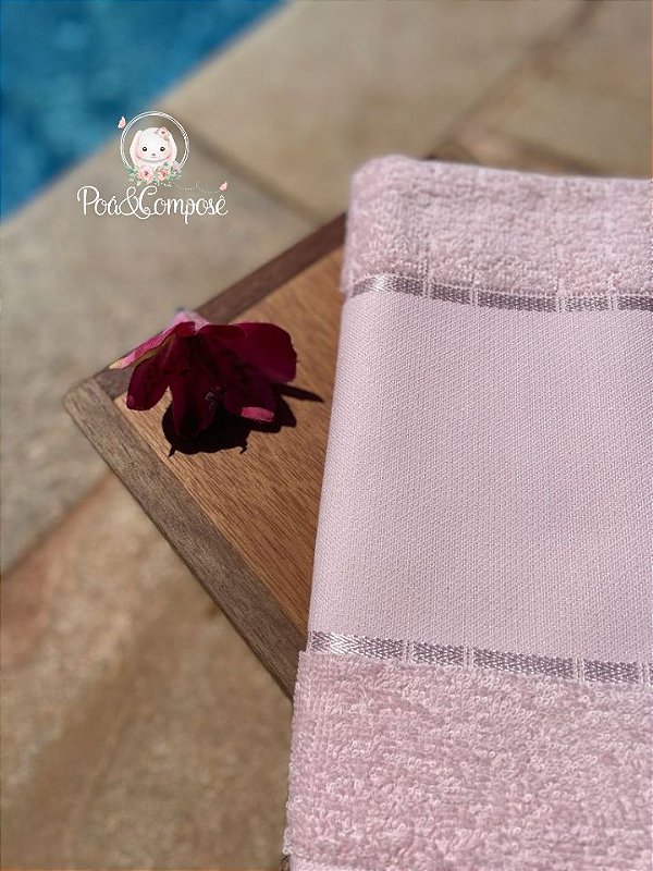 Toalha de Rosto Multi Art III Rosa (Faixa Pinte e Borde)