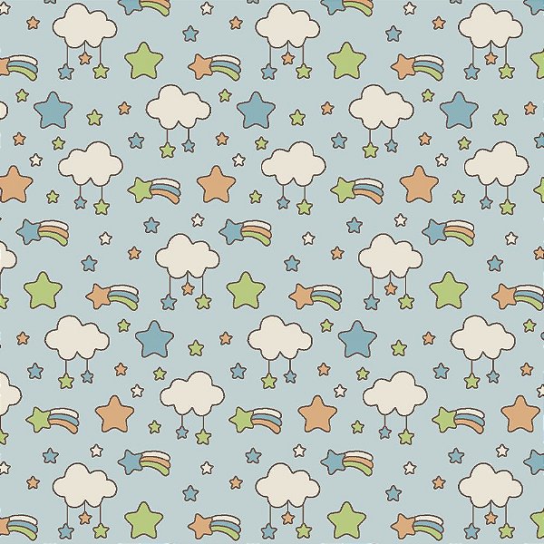 Tecido Céu Kawaii Azul 16008 50x150