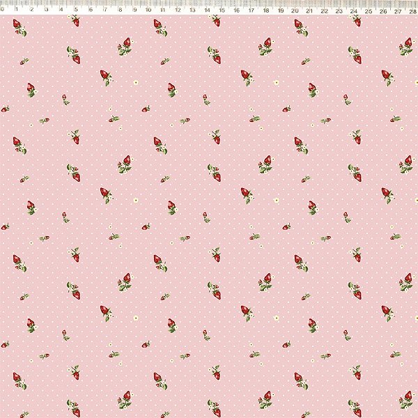 Tecido Fresa Morango com Poá Rosa - 29100C02