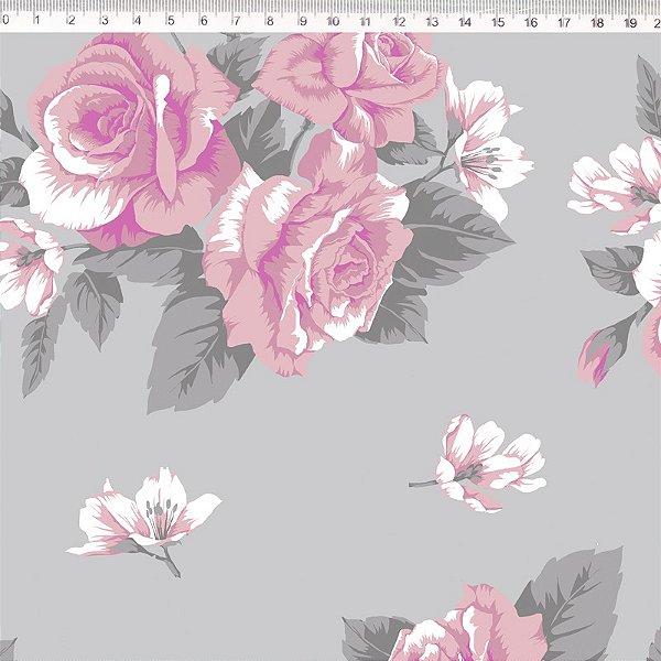 Classique Rosas Grandes com Fundo Cinza (35000C01)