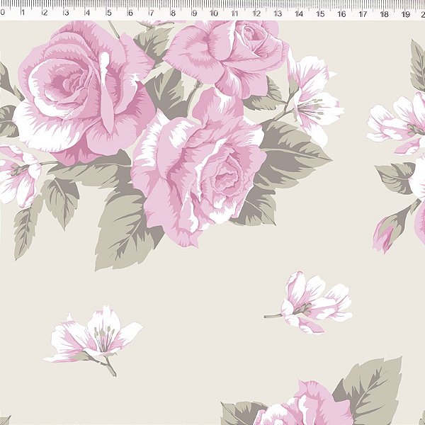 Classique Rosas Grandes com Fundo Bege (35000C03)