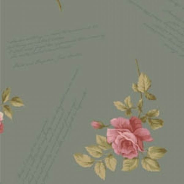 Tecido Floral Escrito La Vie en Rose Cinza (MV002C03)