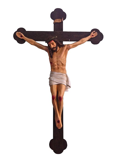 Crucifixo em Madeira Cristo em Resina 320 cm